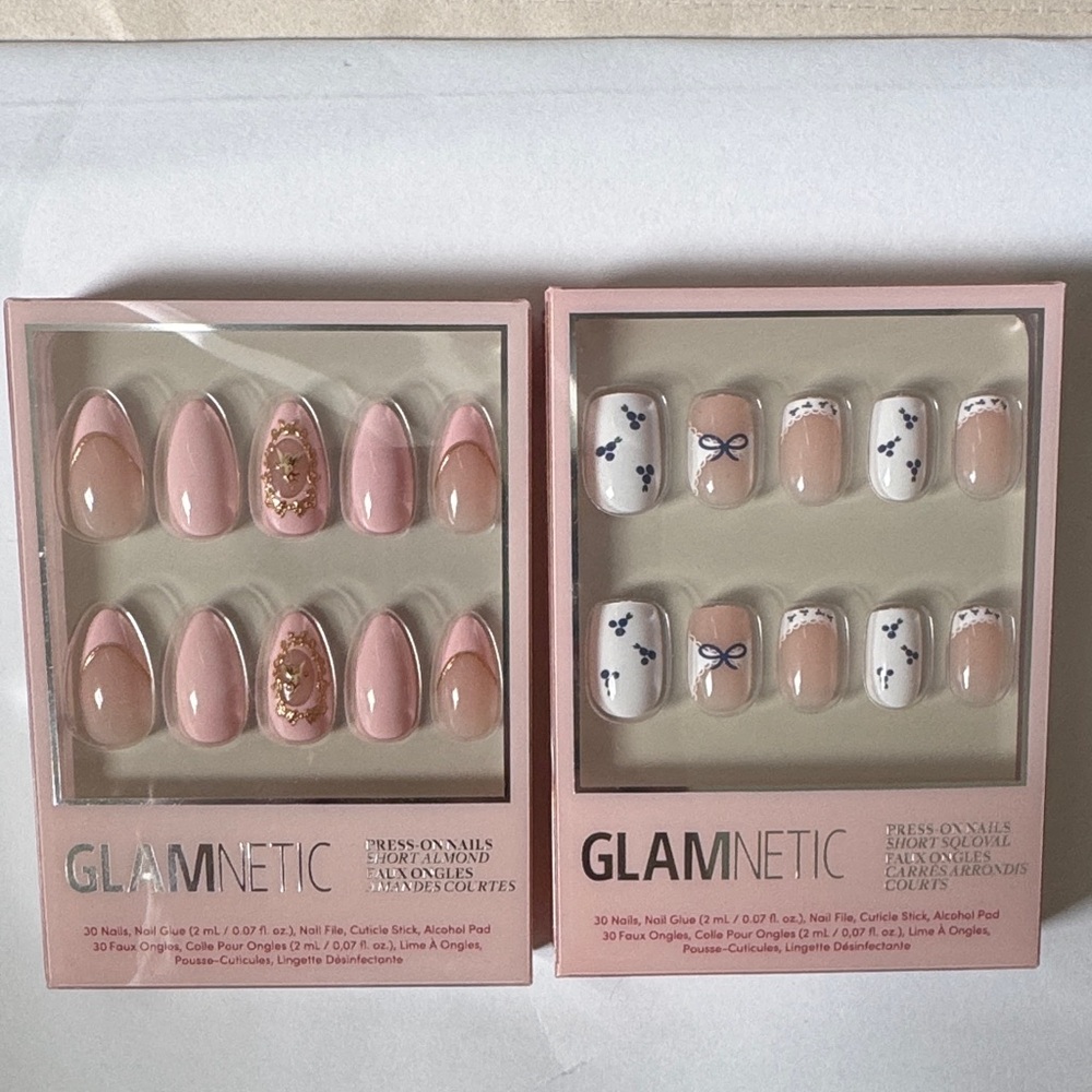 Glamnetic Press-On Nail Sets - Pink & Nude Floral Designs